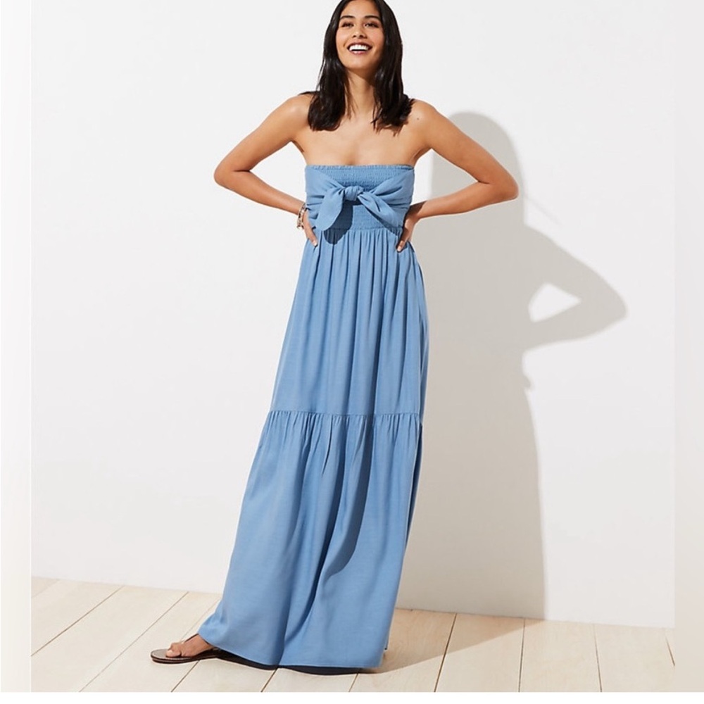 LOFT Light Blue Strapless Maxi Dress